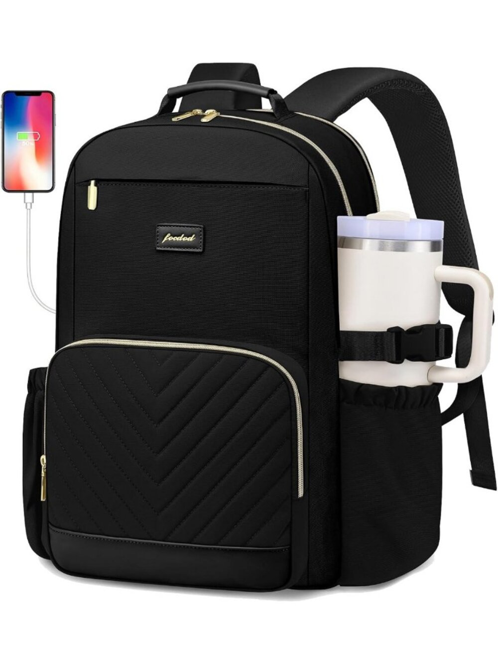 Stylish Laptop Backpack for Women - 15.6" School & Travel Bag with USB Charger